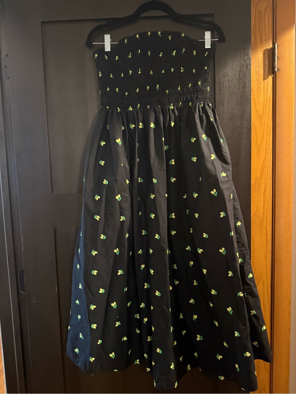 Womens Black Strapless Dress with yellow lemon 🍋 Print